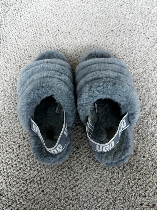 Light Blue UGG Fluff Yeah Slide Sandals Size 8 - Picture 4 of 7